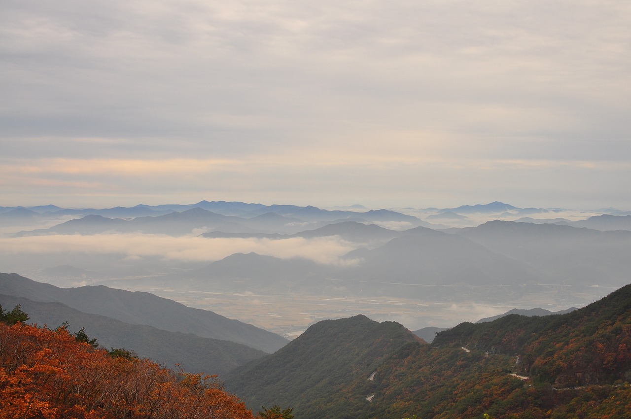 fall mountain vista south korea free photo