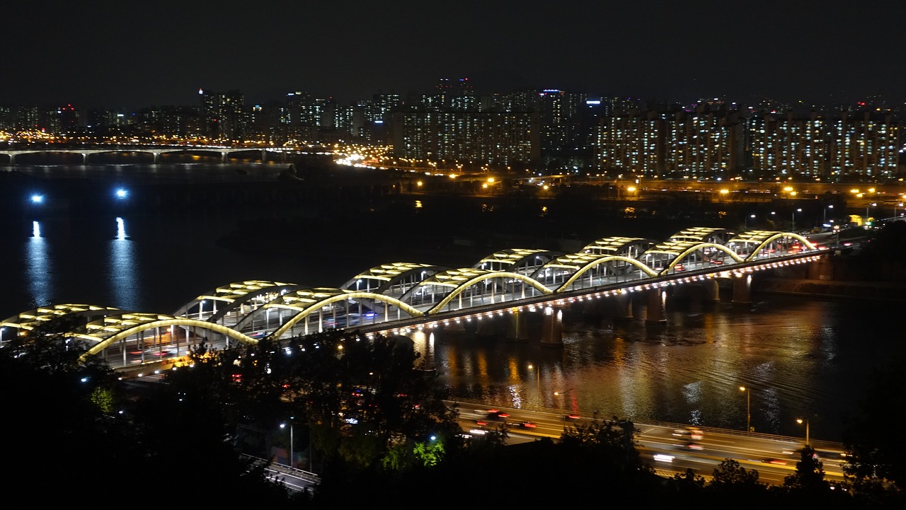 seoul night view han river free photo