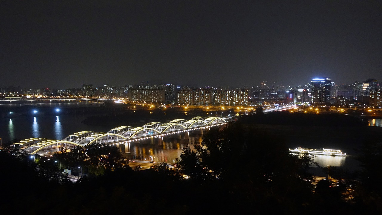 seoul night view han river free photo