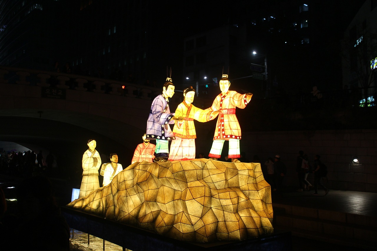 seoul lantern festival cheonggyecheon stream free photo