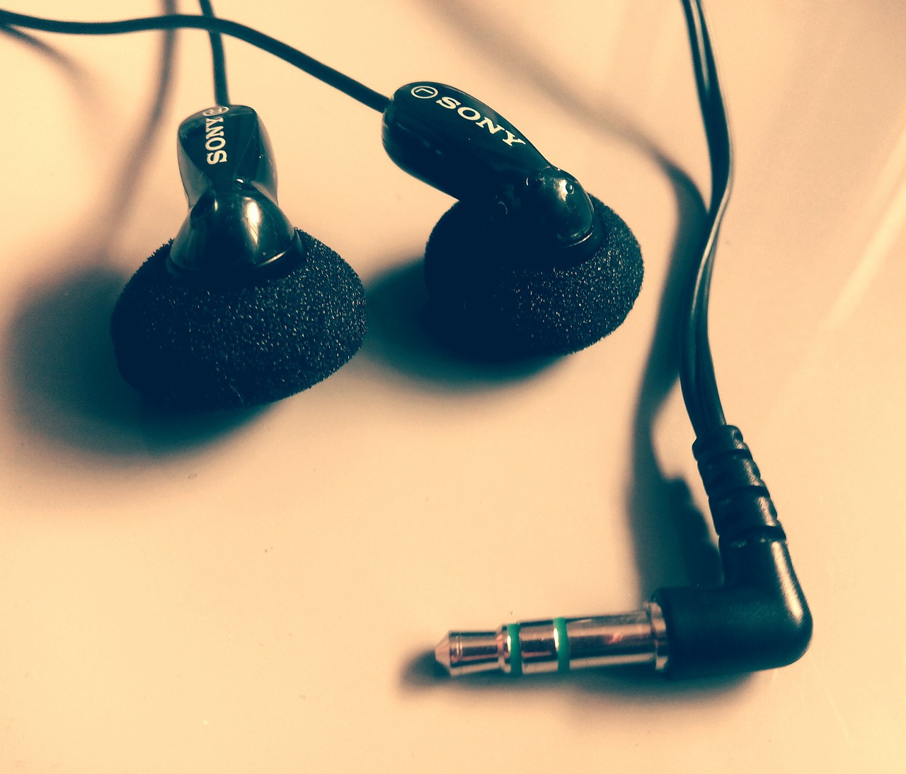 sepia music earphones free photo