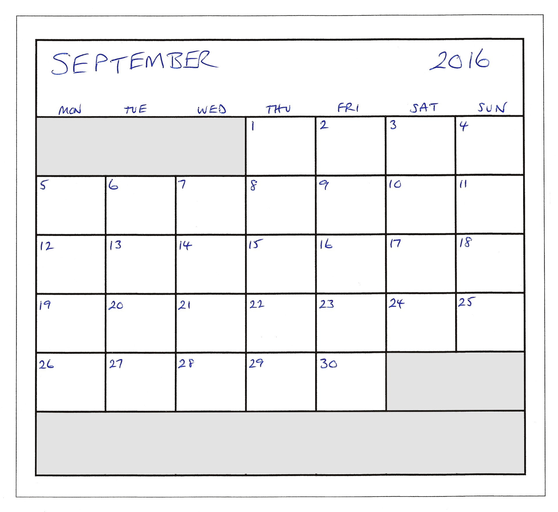 september 2016 calendar free photo