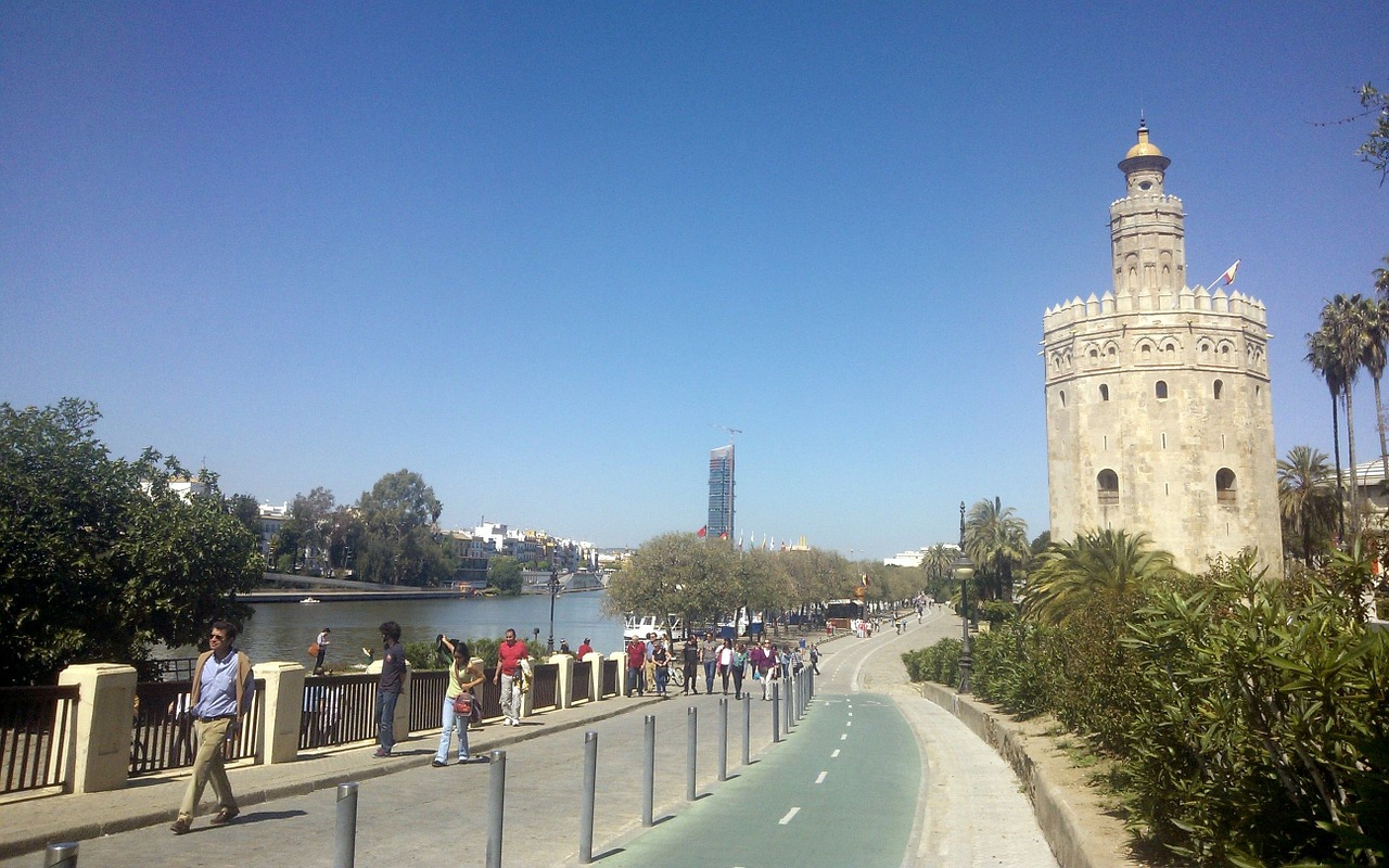 seville river gold tower free photo