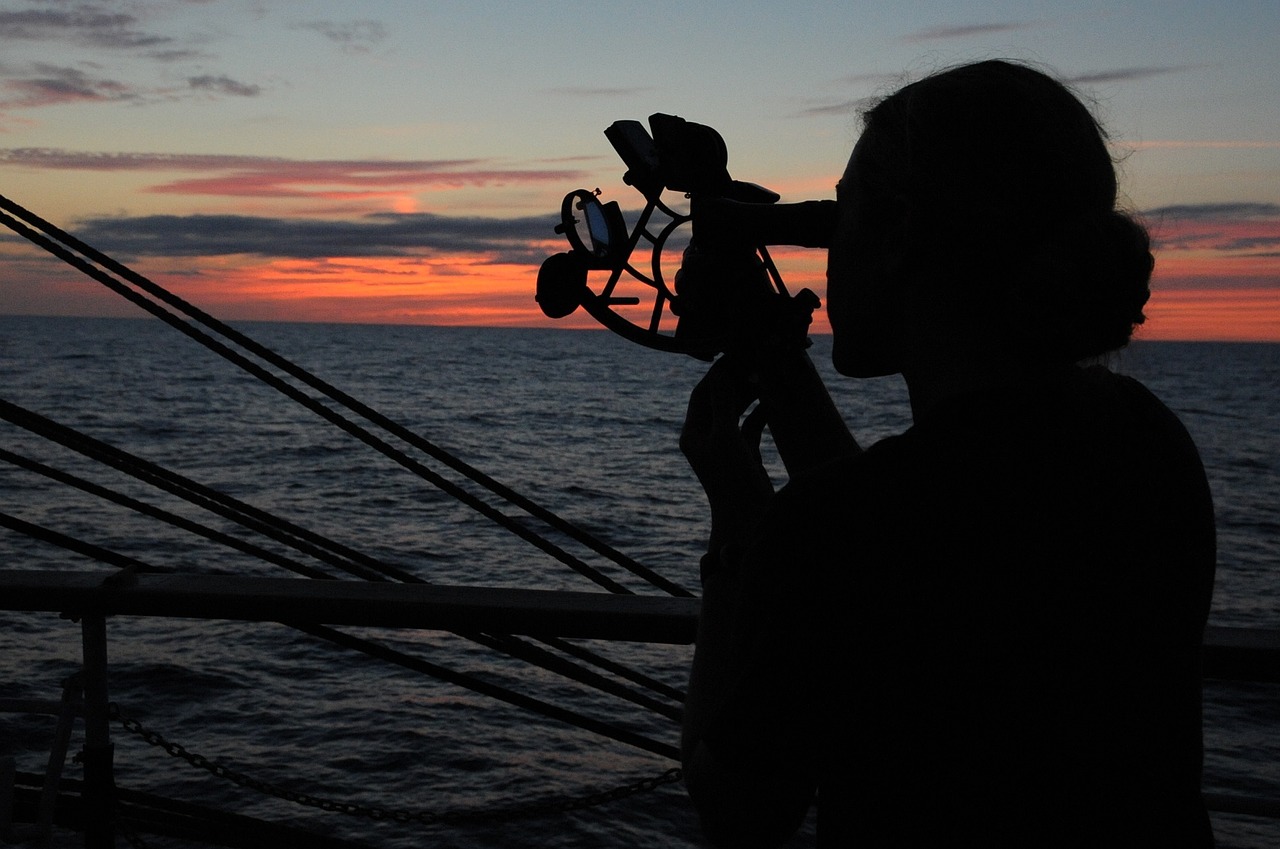 sextant sunset silhouette free photo