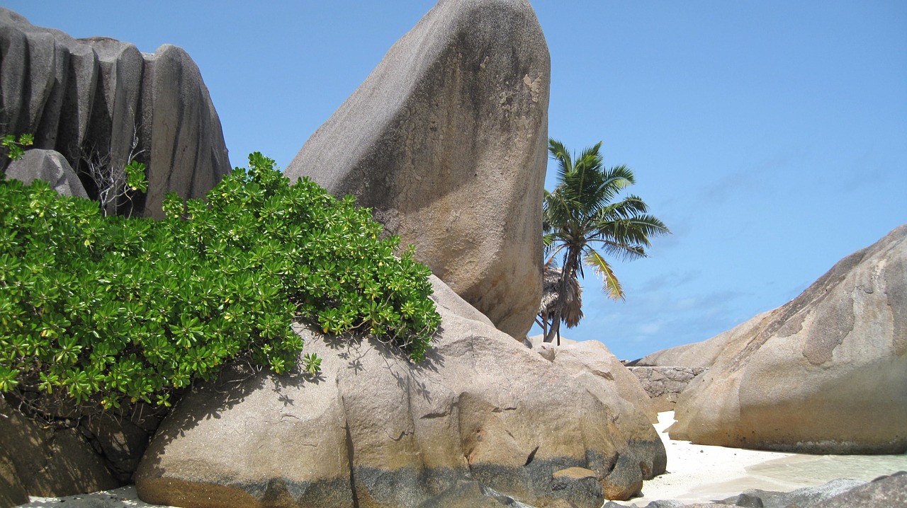 seychelles beach granite rock free photo