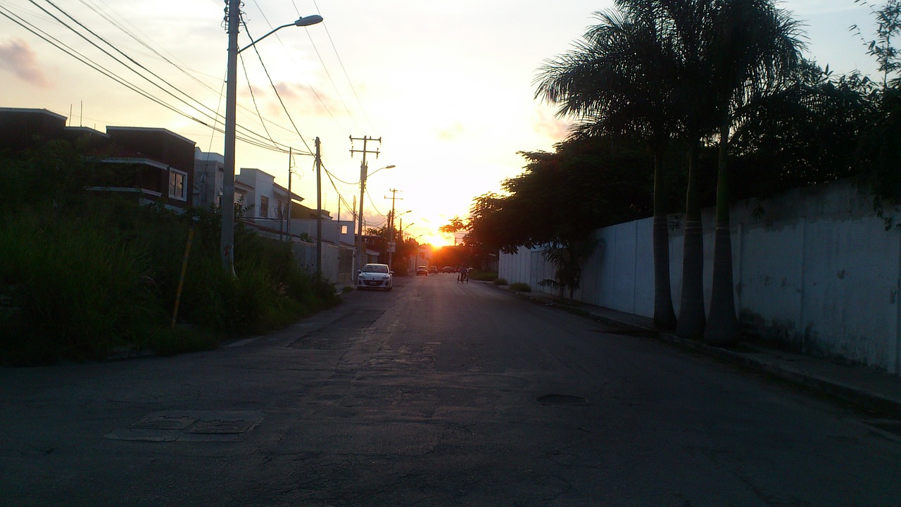 shadow street sunset free photo