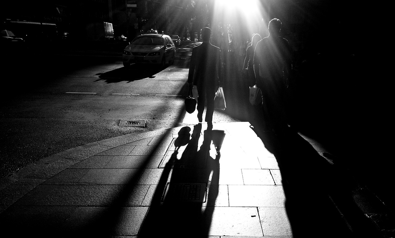 shadows people street free photo