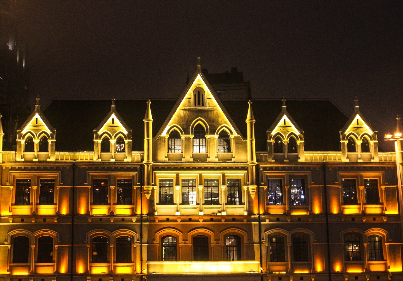 shanghai night view building free photo