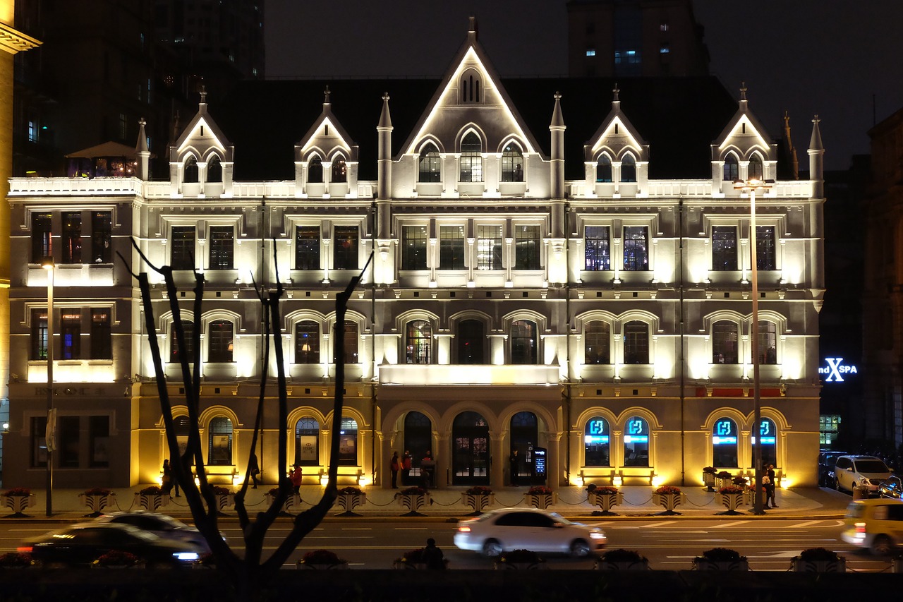 shanghai night view building free photo