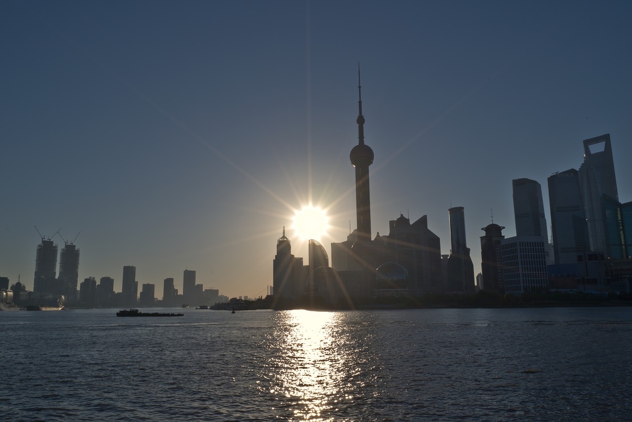 shanghai  tv tower  sunrise free photo
