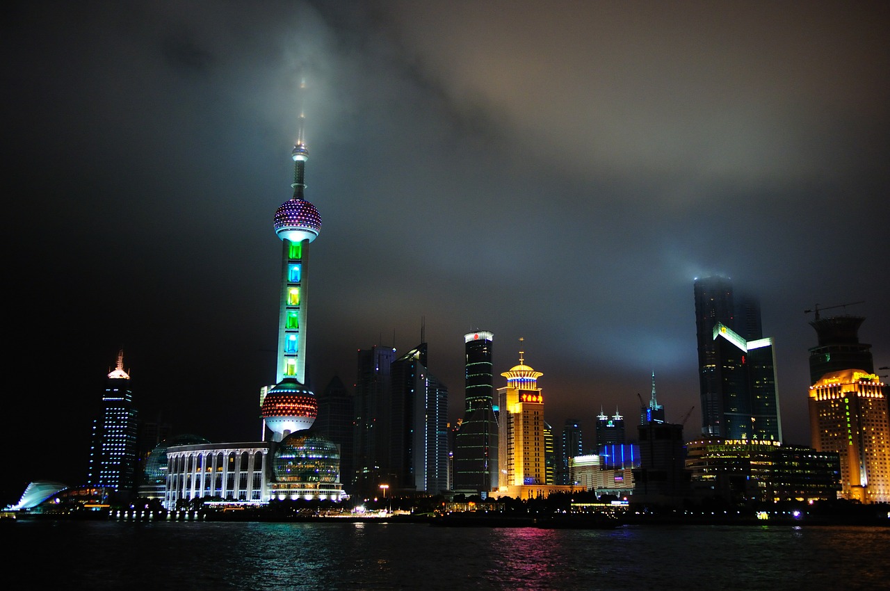 shanghai pudong night view free photo