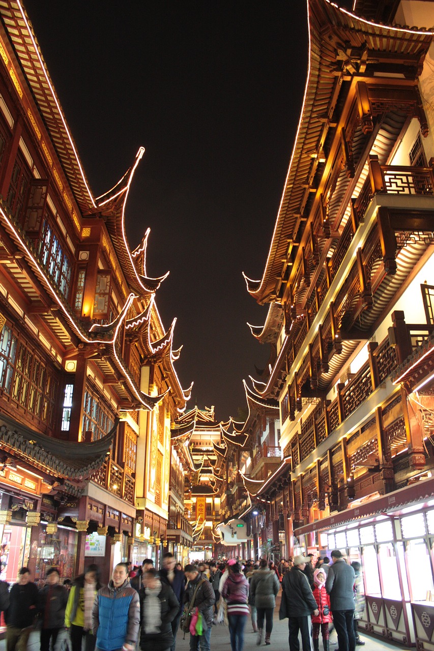 shanghai night old town free photo