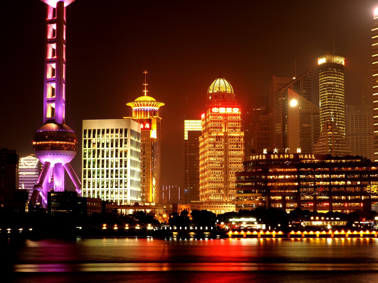 shanghai oriental pearl tv tower night view free photo