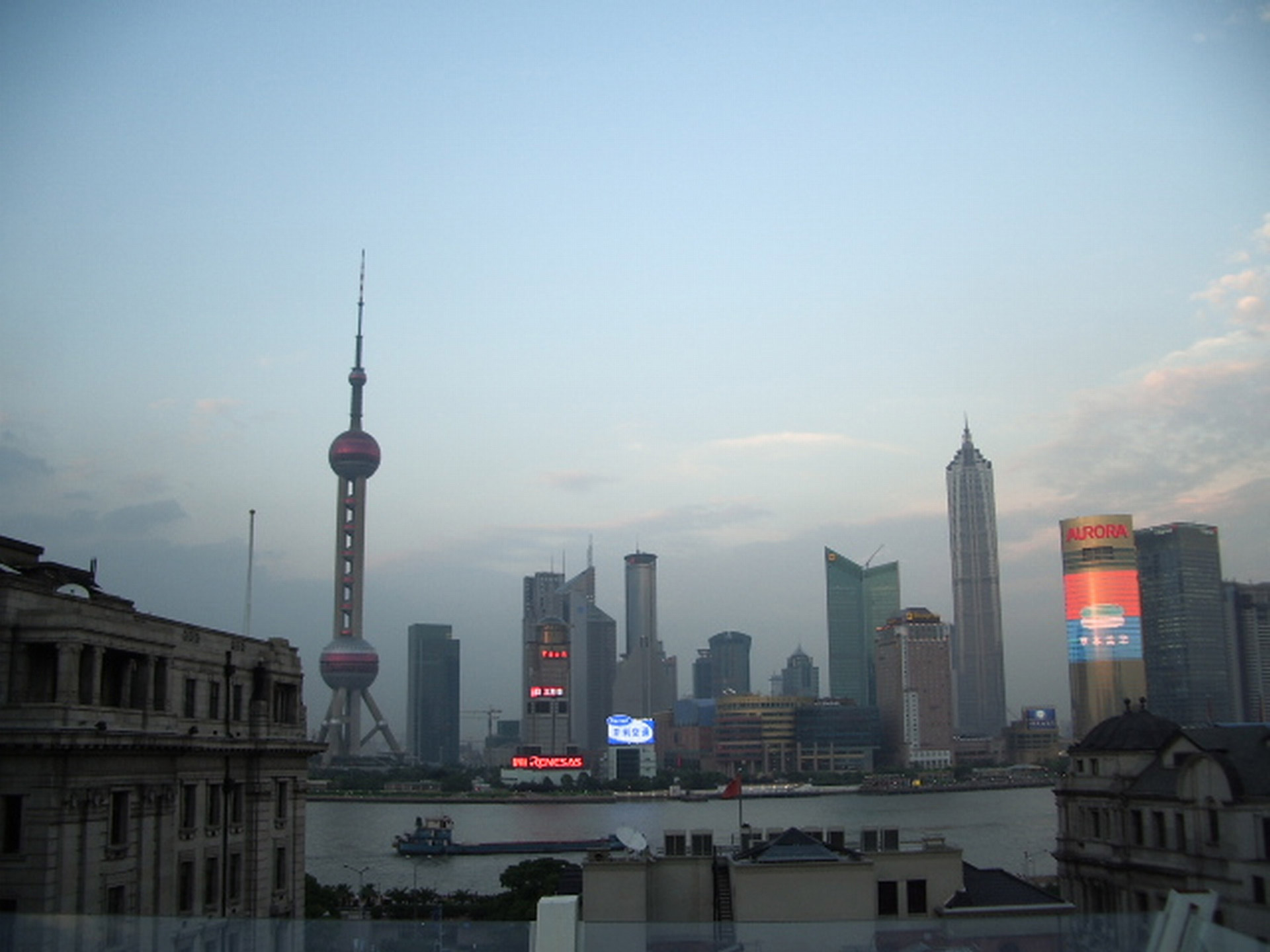 shanghai city twilight free photo