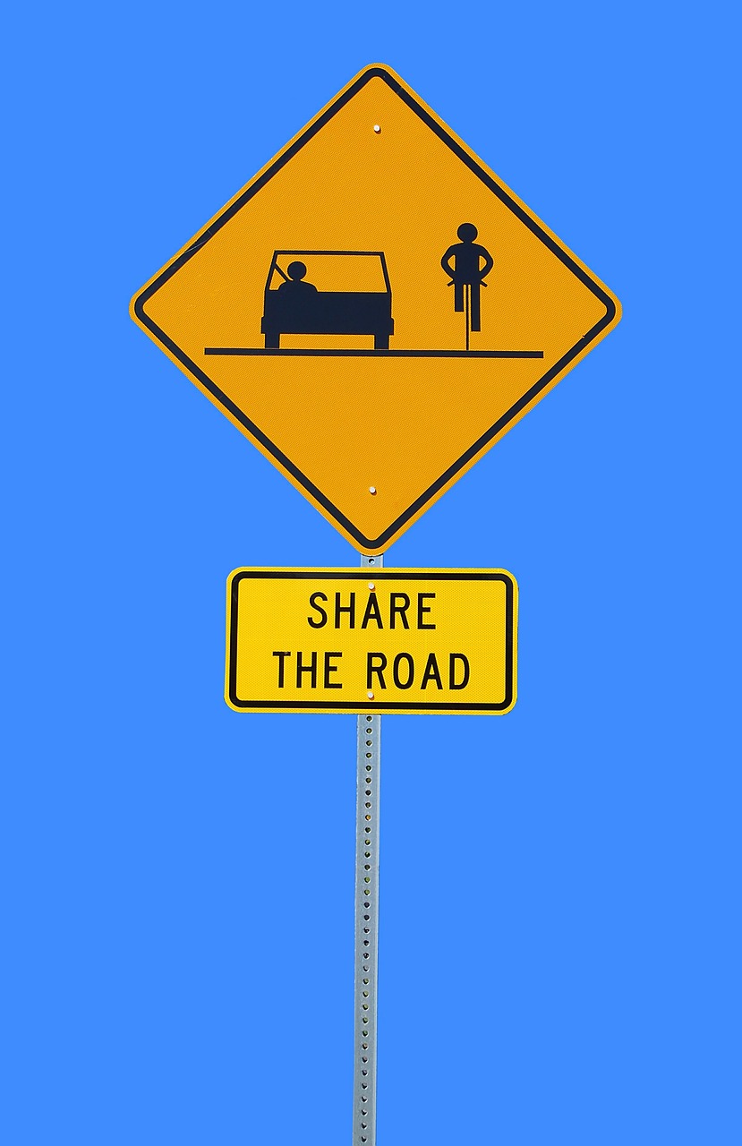 share the road sign bike free photo