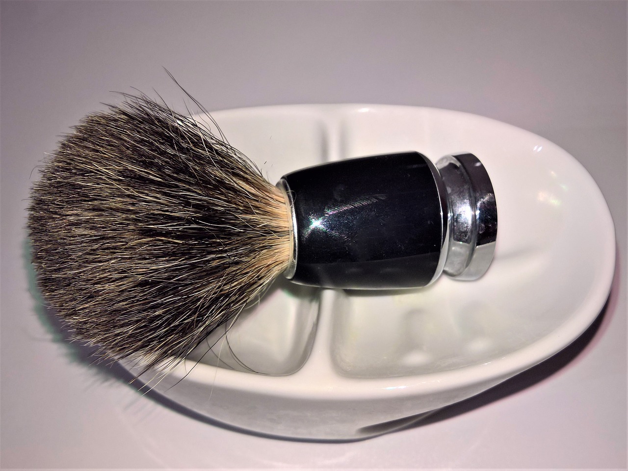 shaving brush badger hair brush porcelain bowl free photo