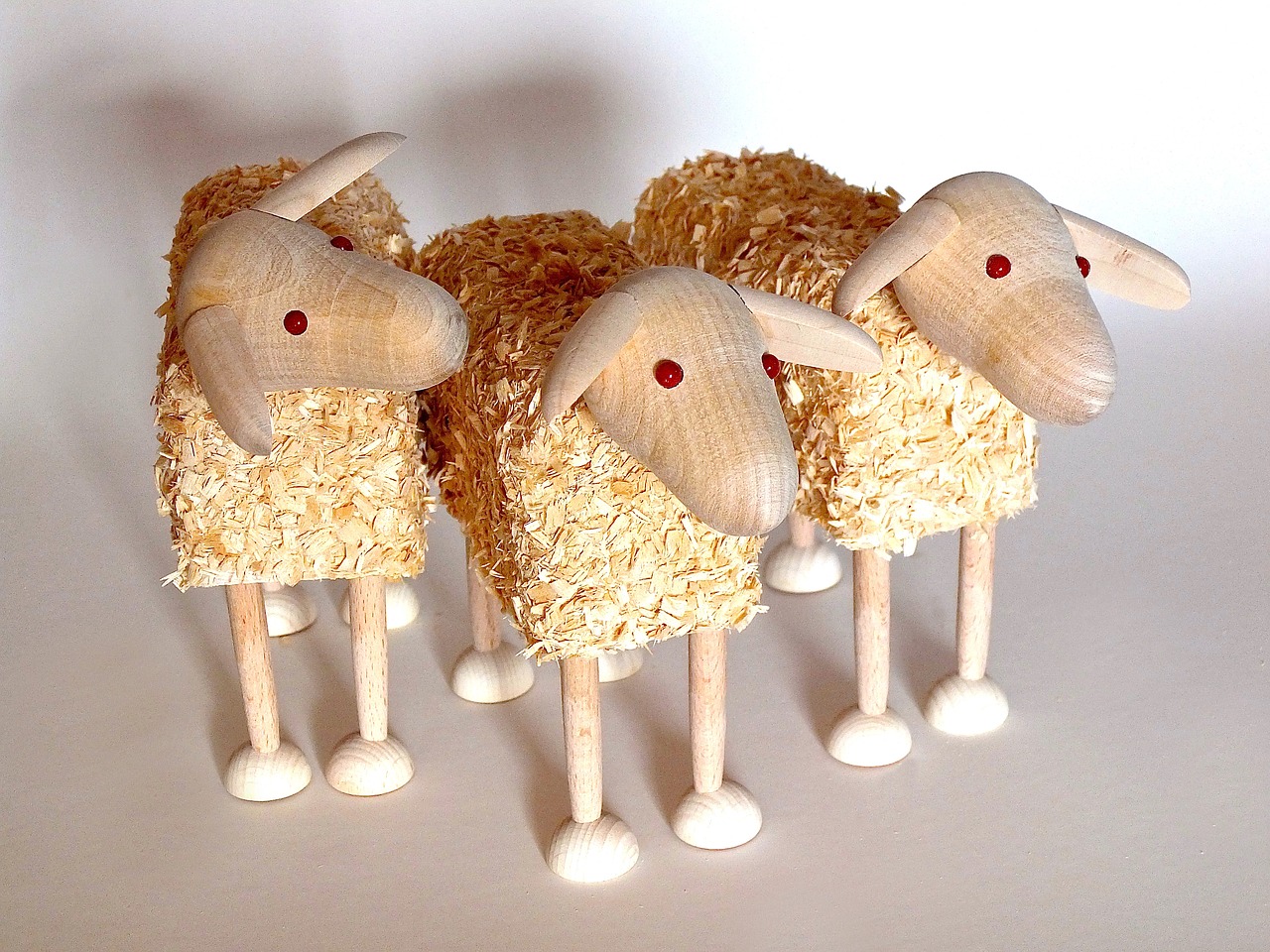 sheep wooden sheep wood wool free photo