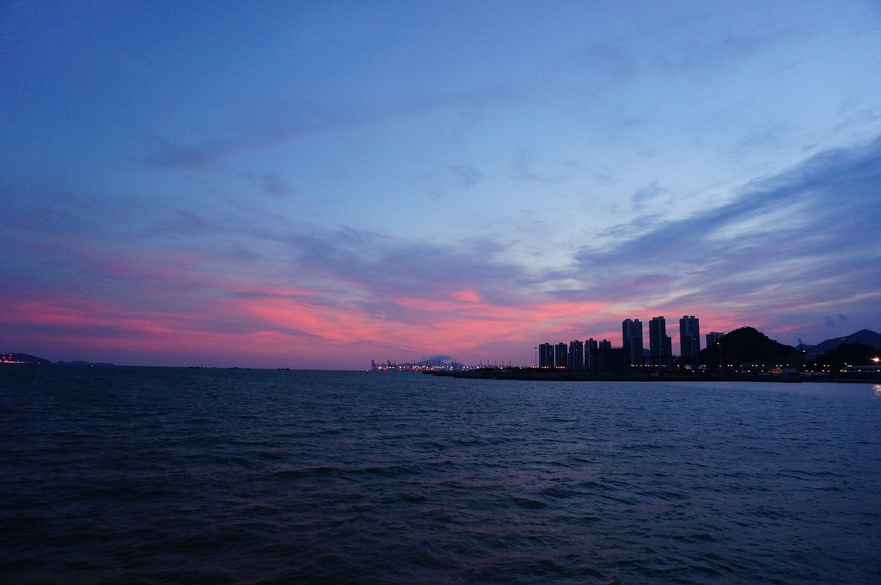 shenzhen shekou industrial zone sunset free photo