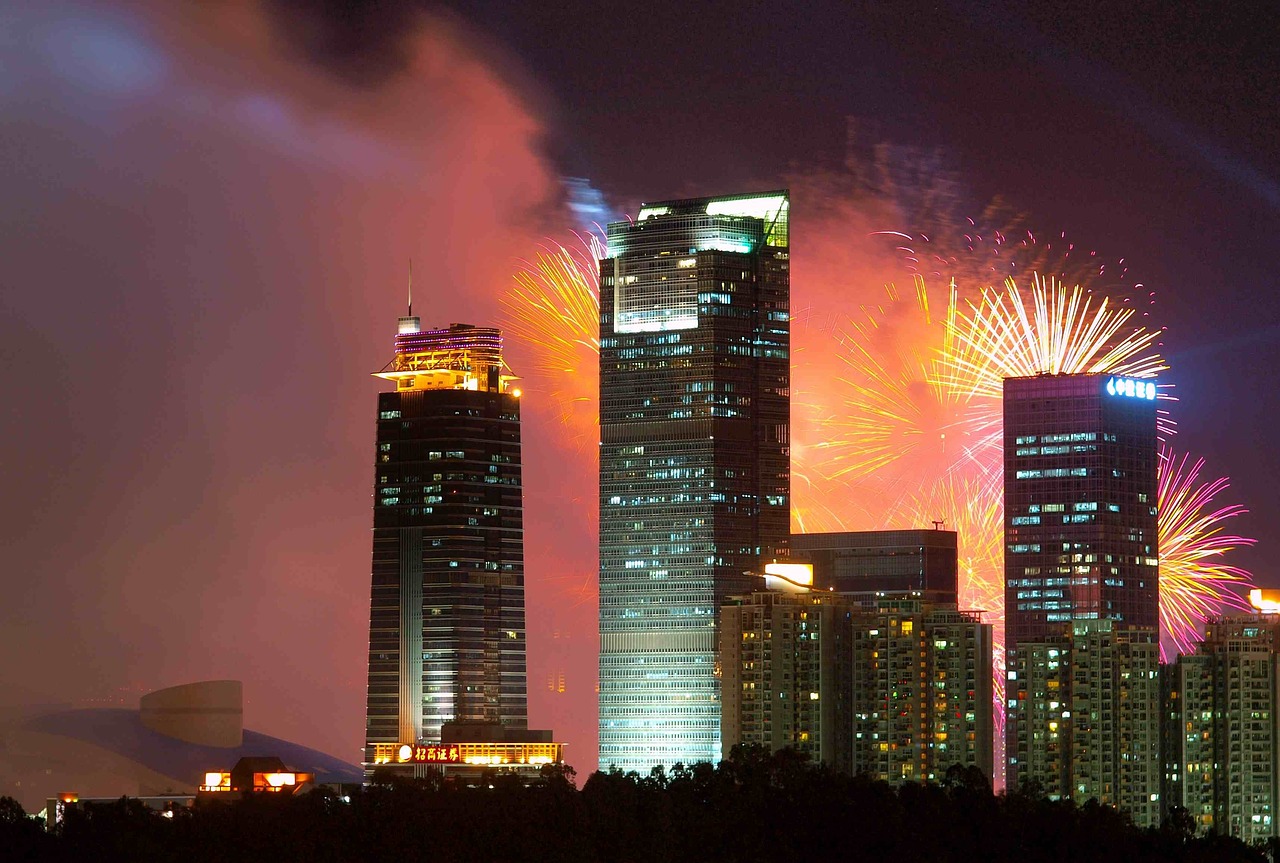 shenzhen fireworks fireworks night night view free photo