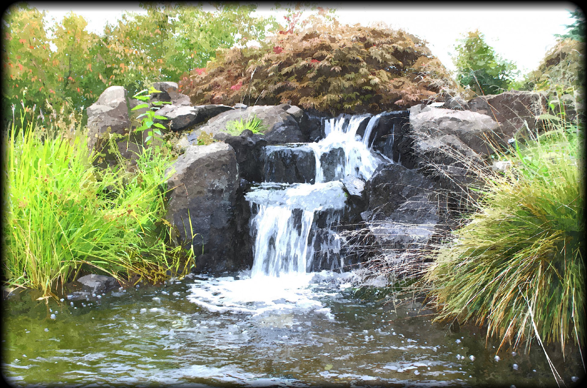 sherwood waterfall water feature free photo