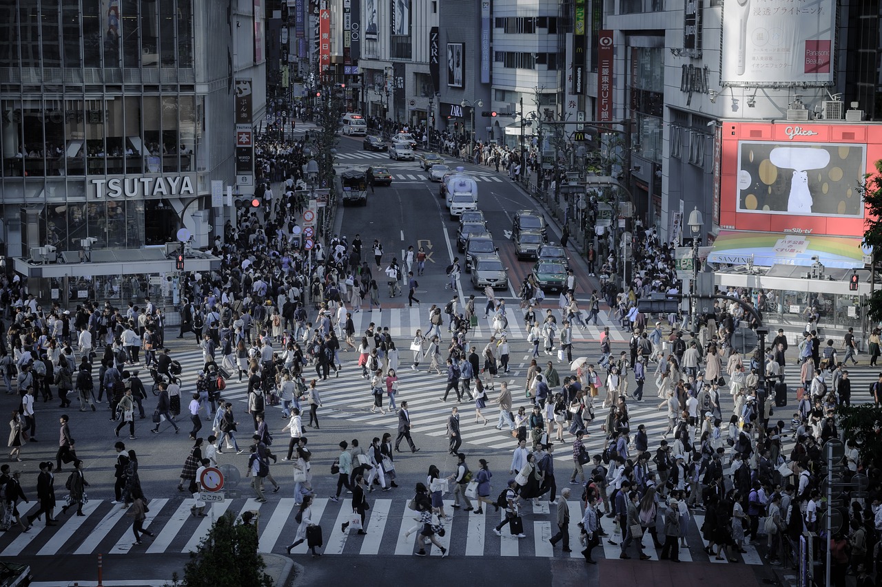 shibuya intersection skyline free photo