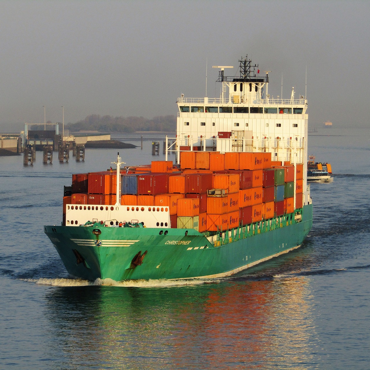 ship river containers free photo