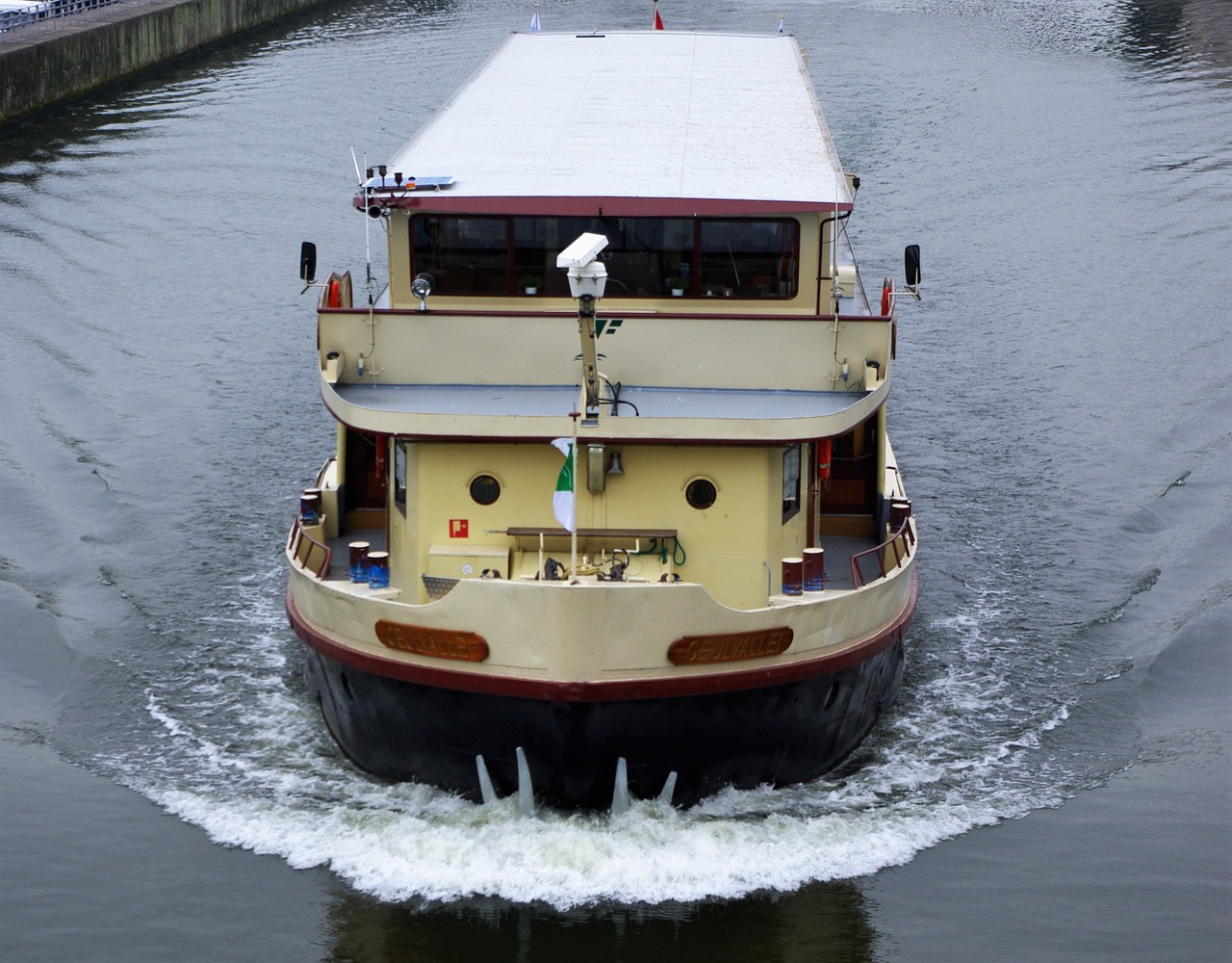 ship freighter river free photo