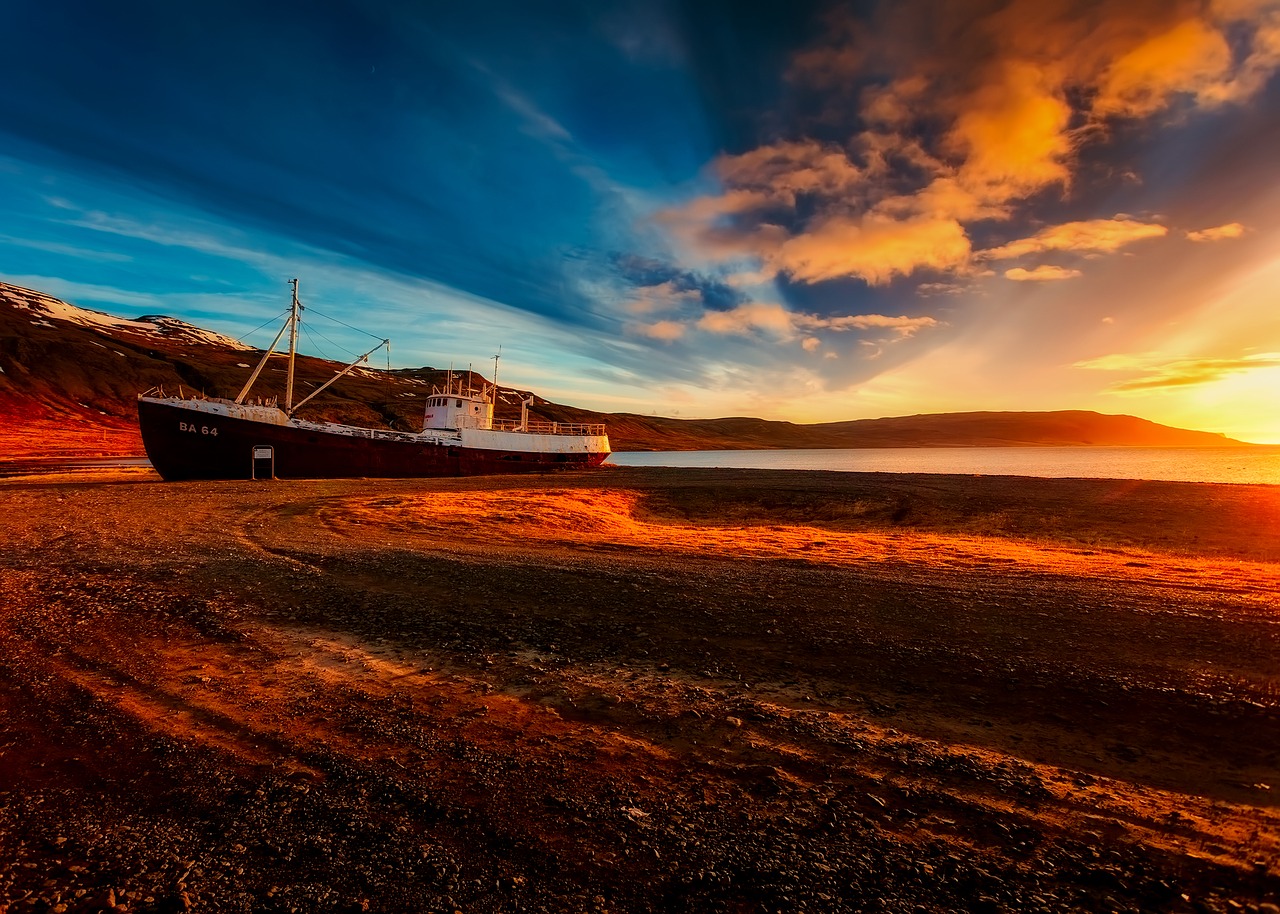 ship sunset dusk free photo