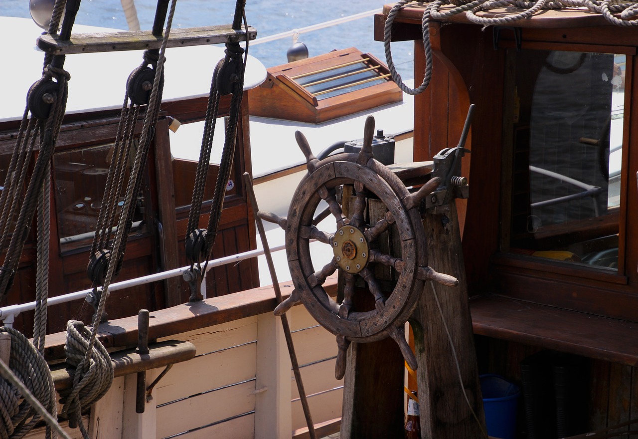 ship sailing ship's wheel free photo