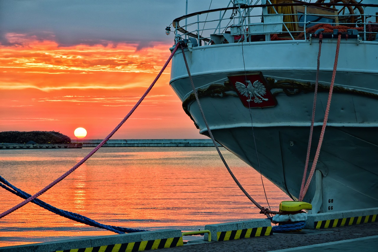 ship sea sunrise free photo