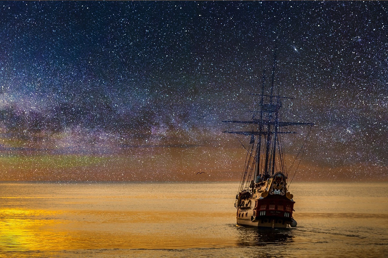 ship night star free photo