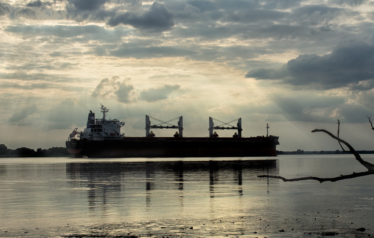 ship  sunset  evening free photo