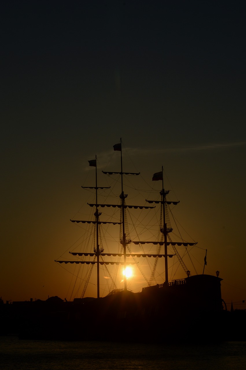 ship  the evening sun  pirate ship free photo