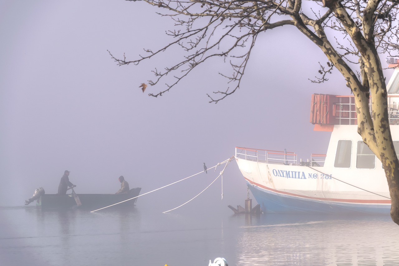 ship  boat  fog free photo