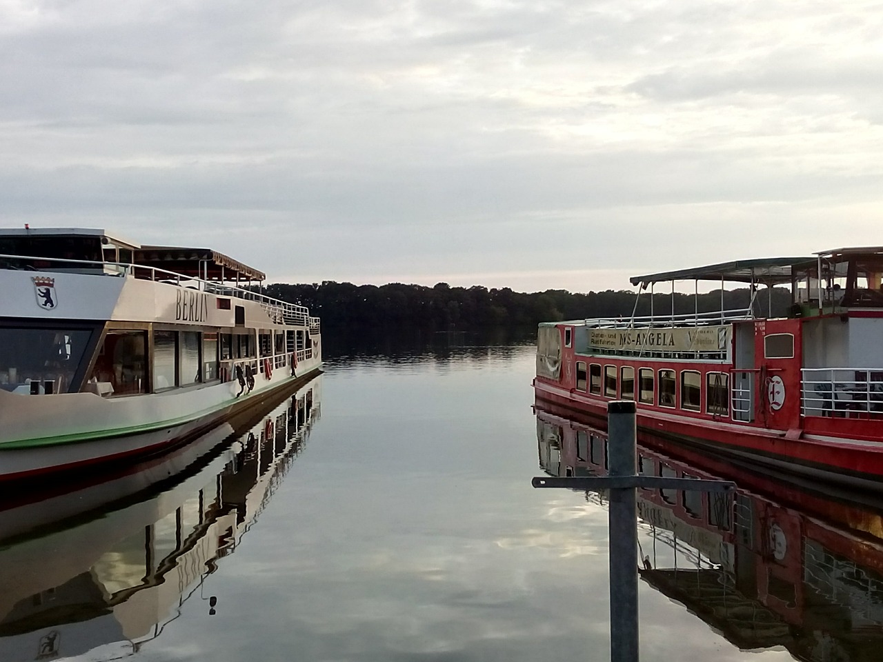 ship lake evening free photo