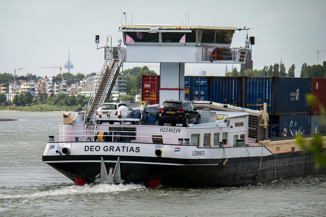 ship rhine bridge free photo