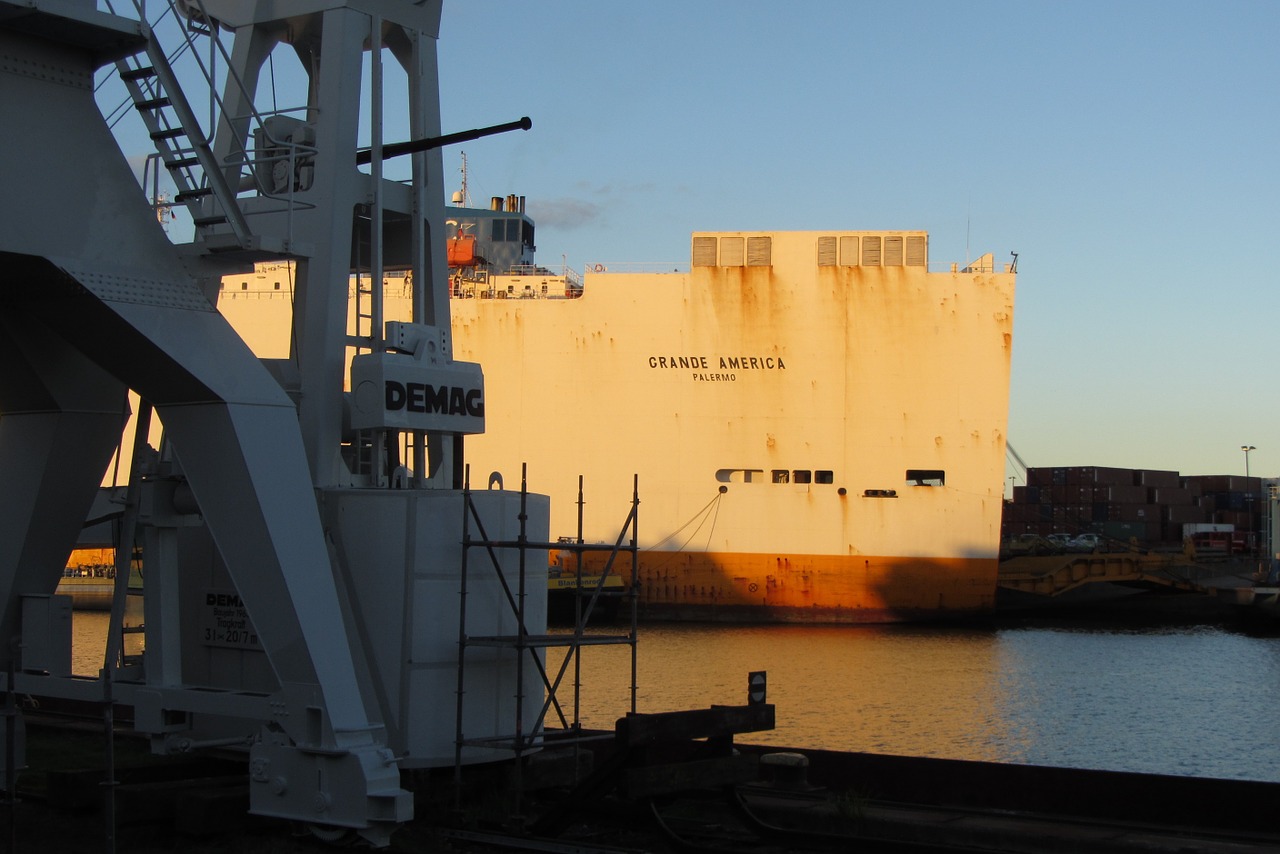 ship freighter port free photo