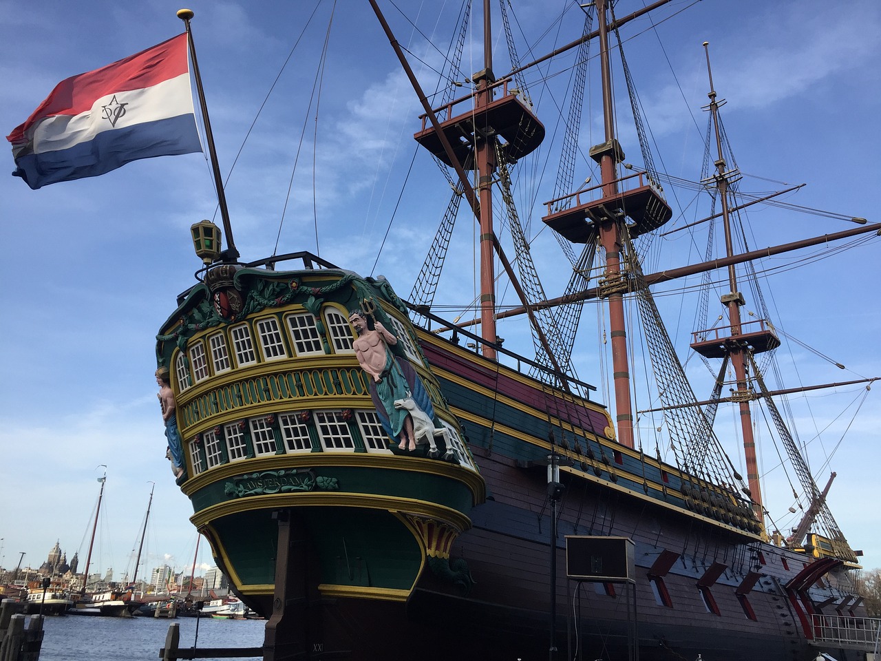 ship amsterdam flag seafaring free photo