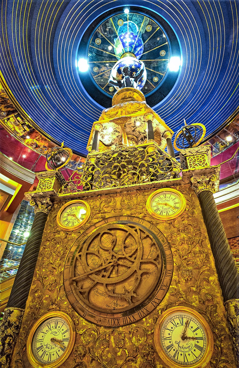 ship clock atrium yellow free photo