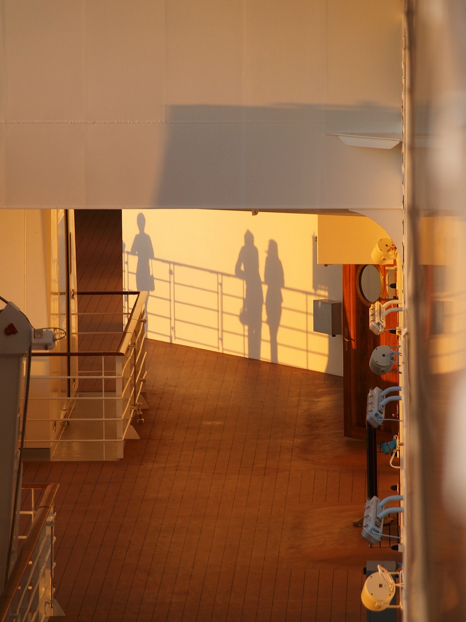 ship's rail sunset shadow free photo