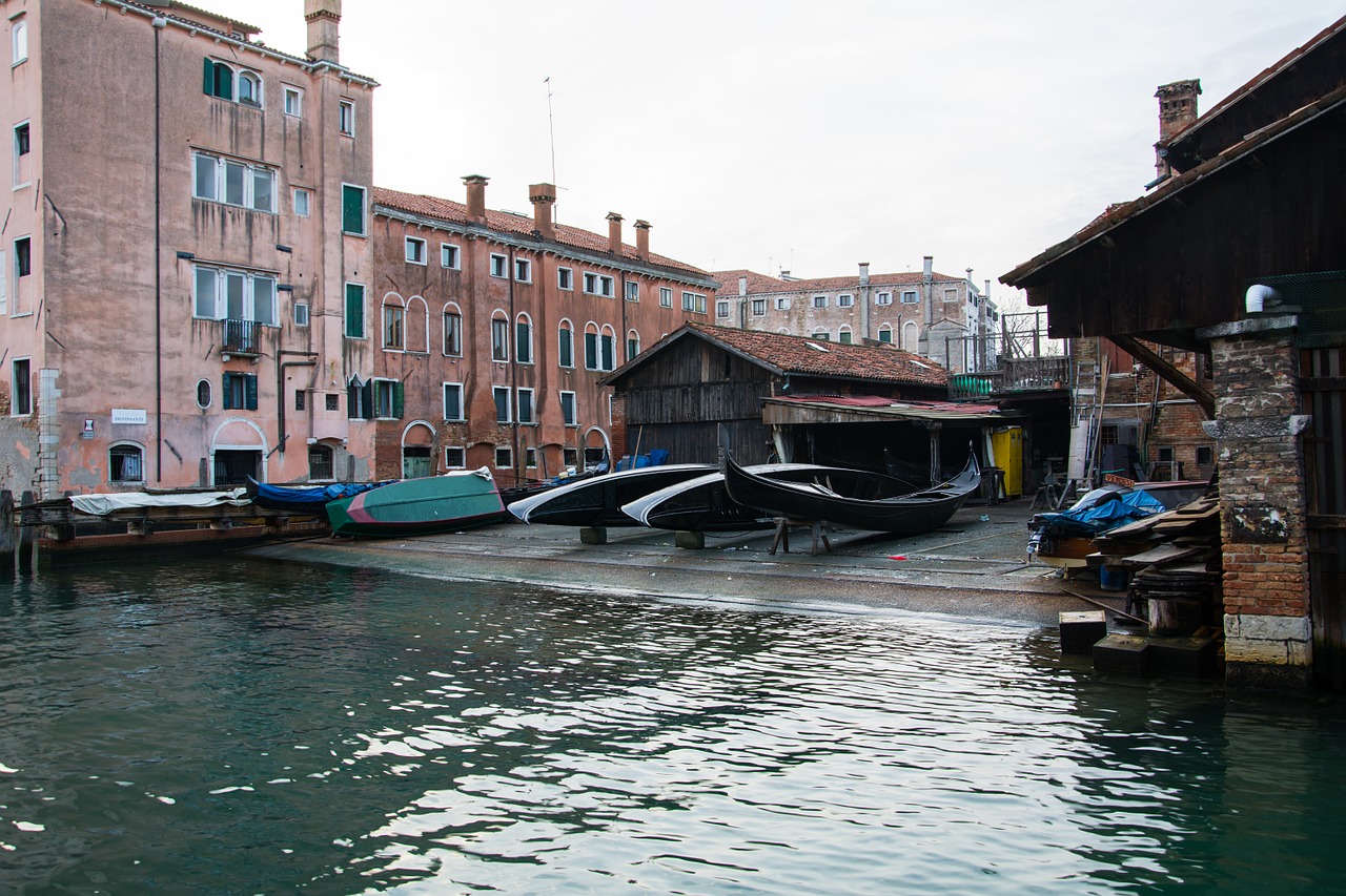 shipyard gondolas venice free photo