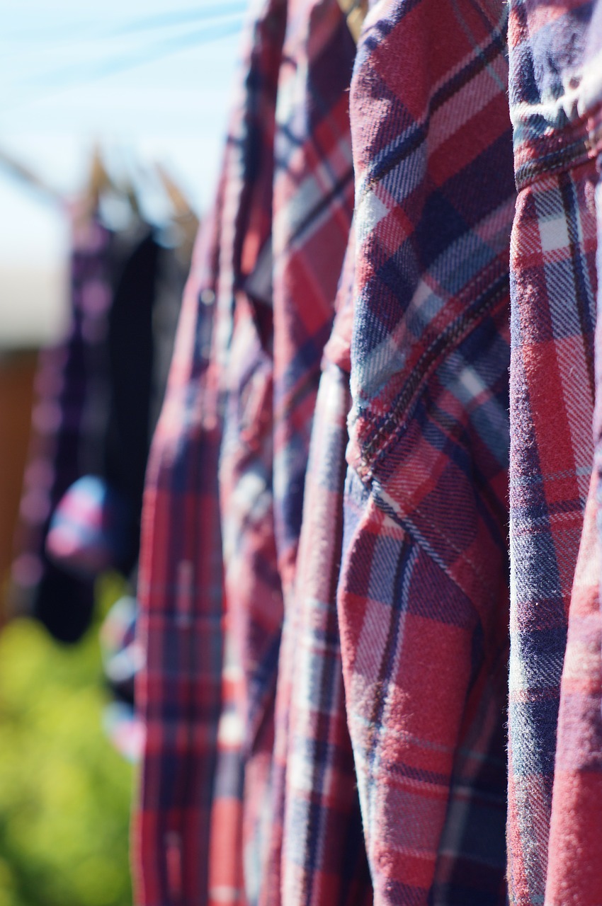 shirt drying checked free photo