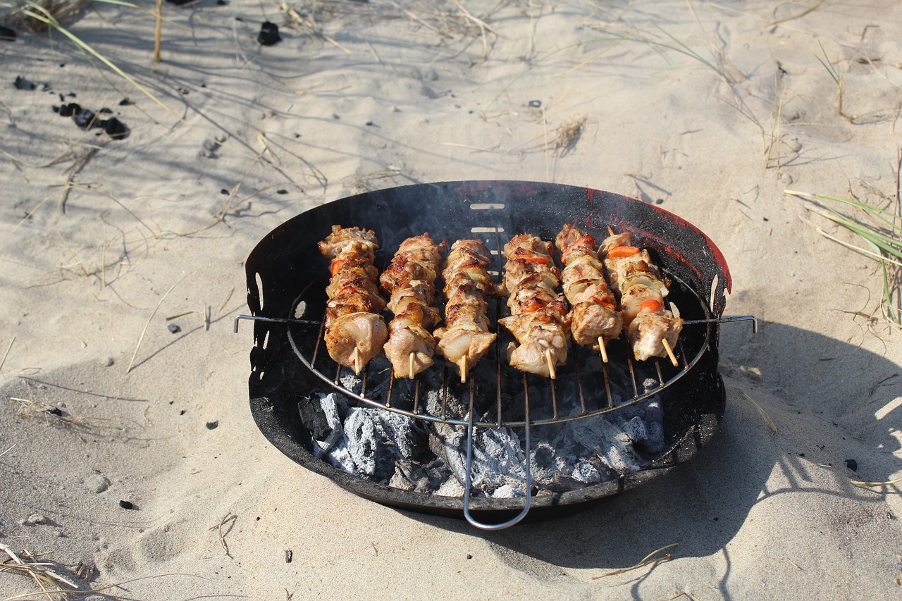 shish kebab sand vacation free photo