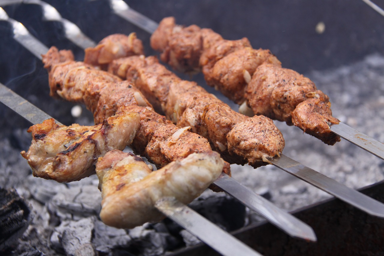 shish kebab food picnic free photo