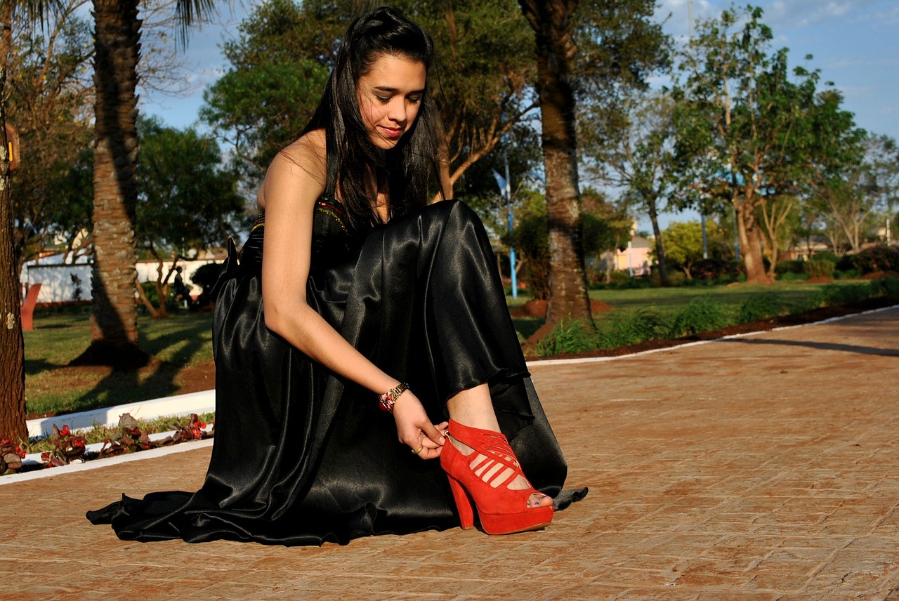 shoe red shoe black dress free photo