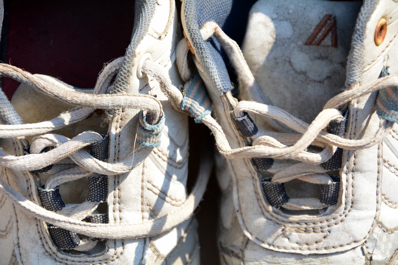 shoe laces ruined sneakers free photo