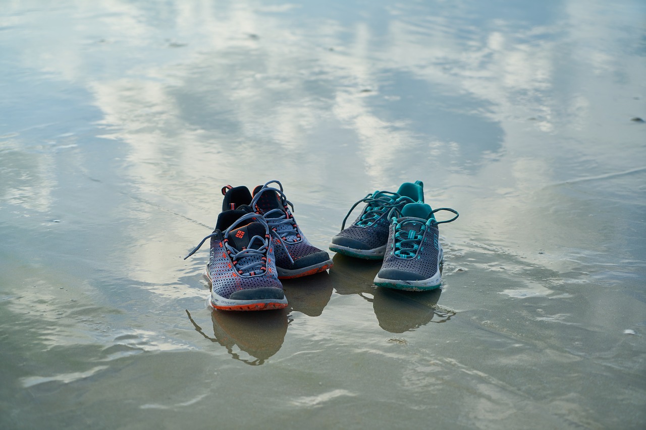 shoes water reflection free photo