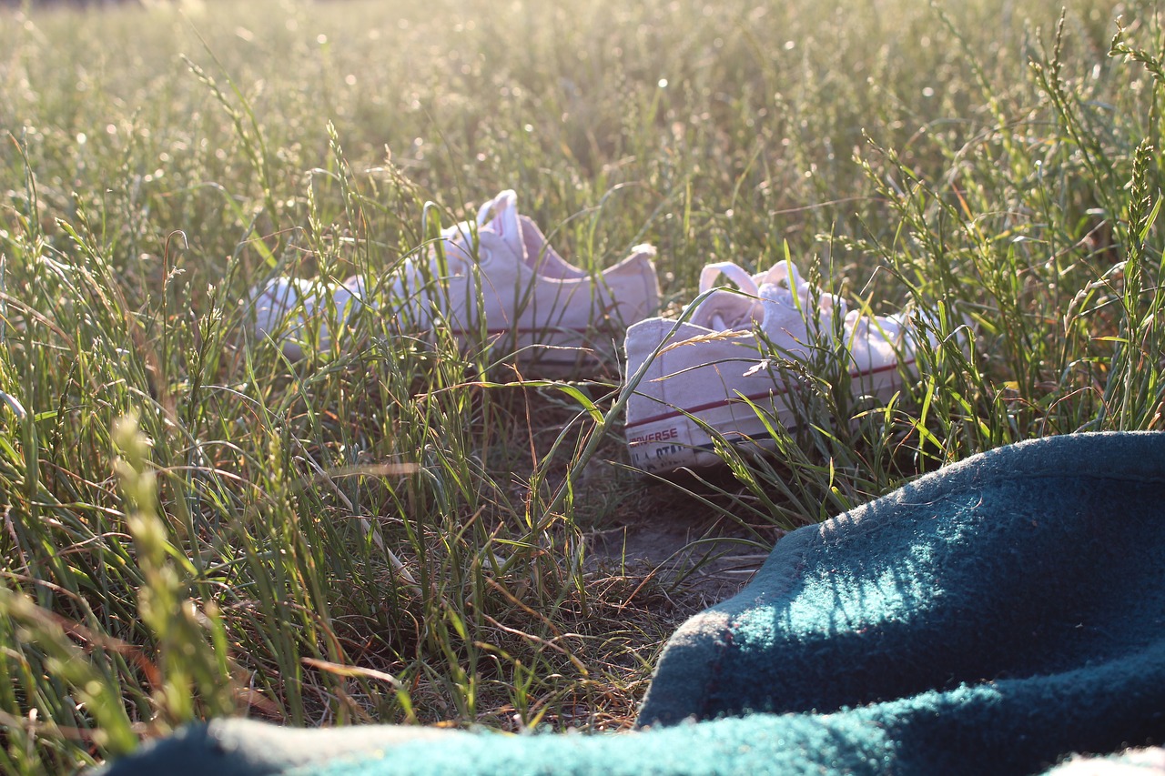 shoes grass day free photo