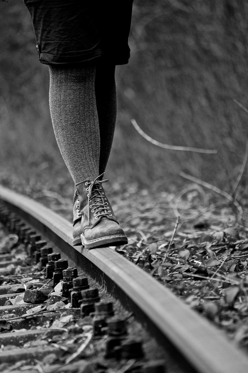 shoes boots railway rails free photo