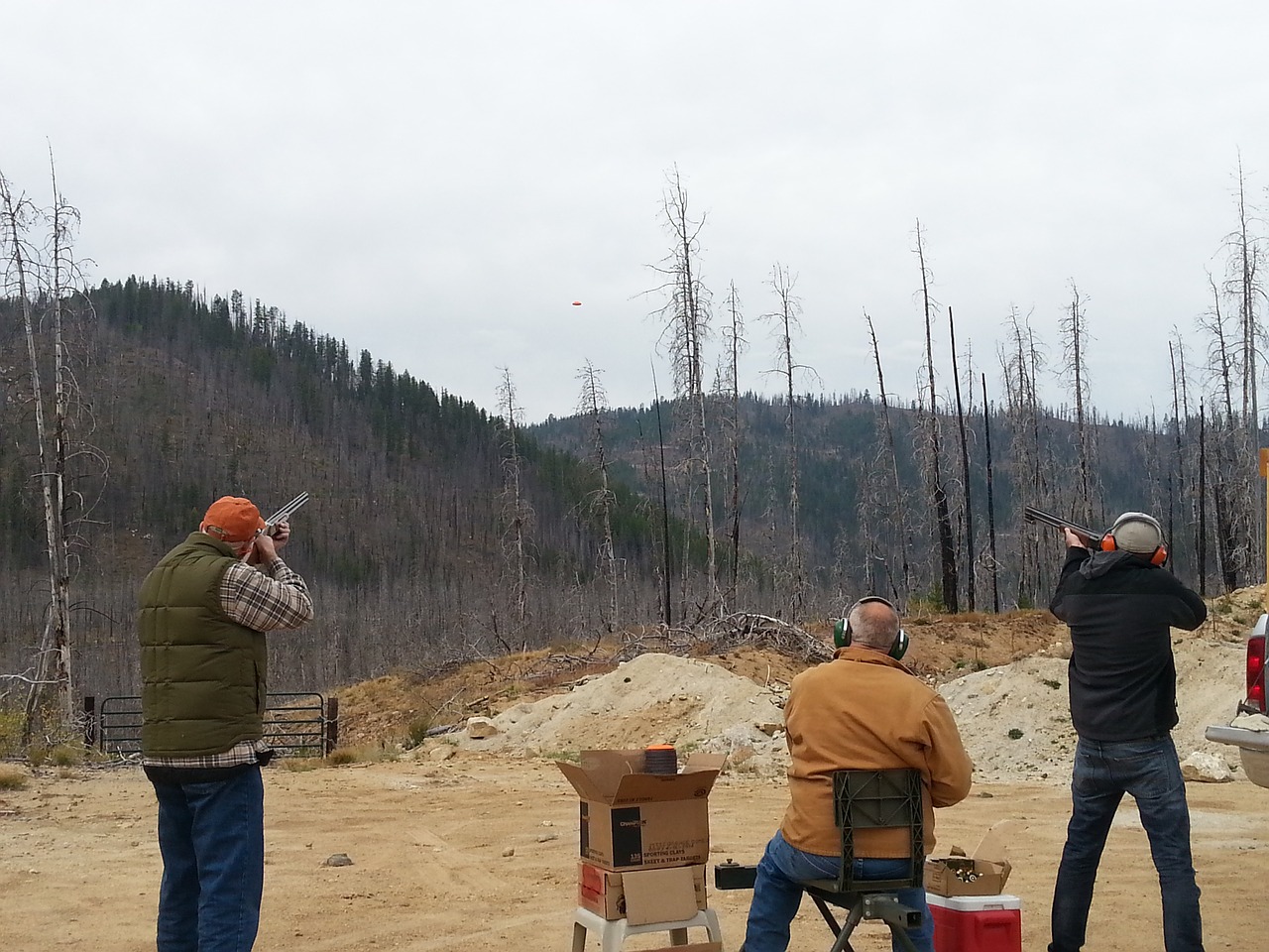 shooting clay pigeons free photo